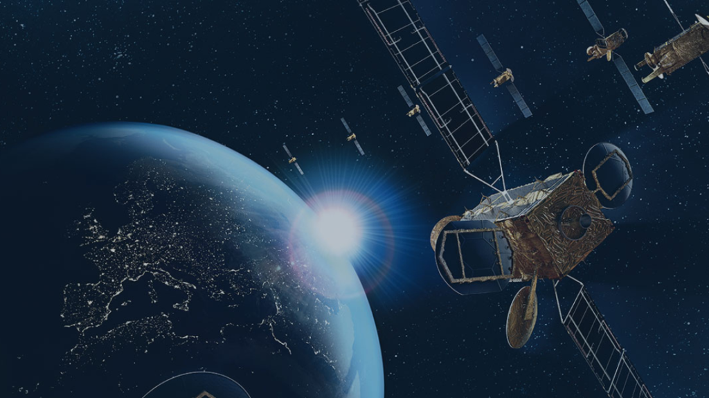 A conceptual image of Eutelsat satellite constellation.
