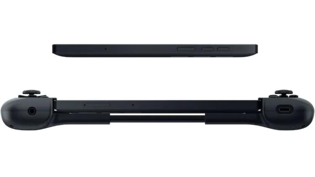 On top, the array of buttons without the Kishi V2 Pro attached and another on the bottom showing the controller’s USB-C and 3.5mm ports.