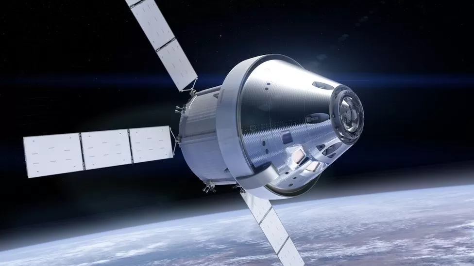 An artistic representation of the Orion spacecraft.