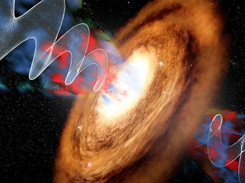 First Wobbling Black Hole Jet Found in a Disk Galaxy