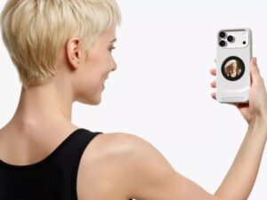 A clever iPhone case attaches to the back to enhance selfies