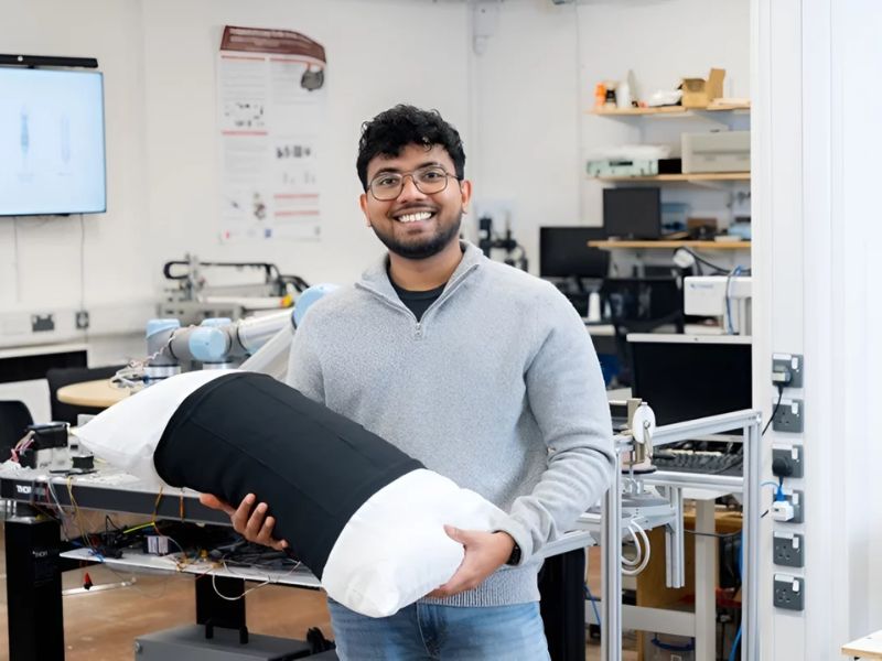 A vibrating pillow alerts deaf sleepers to burglars and fires