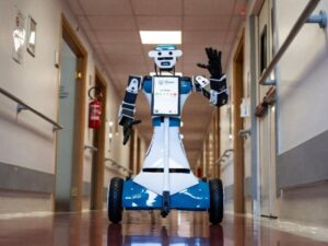 Milan hospital is testing a 1.2-meter robot to deliver water and relay patient requests
